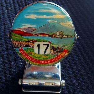 Vintage Ireland Perpetual Flip Calendar metal mechanical date month 4.5 in x 4 w